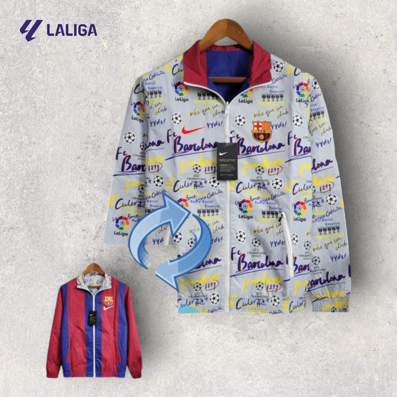 Windbreak Corta-Vento Barcelona Masculino - Azul Claro e Blaugrana (Dupla Face)