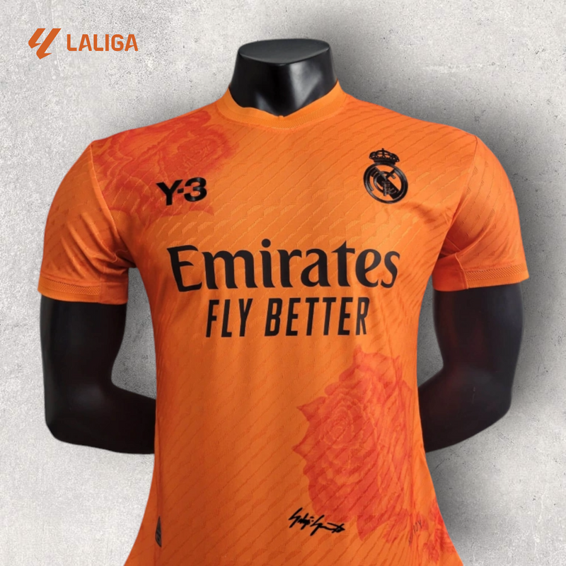 Camisa Real Madrid Masculino - Temporada 2023/24 - Edição Colab Y-3 Laranja (Versão Jogador)