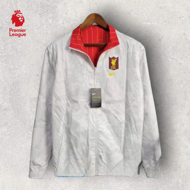 Windbreak Corta-Vento Liverpool Masculino - Vermelho e Branco (Dupla Face)