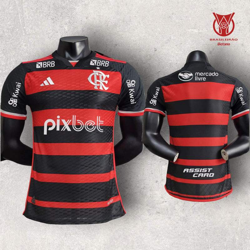 Camisa Flamengo Masculino - Temporada 2024/25 - Home (Versão Jogador + Todos os patrocínios)