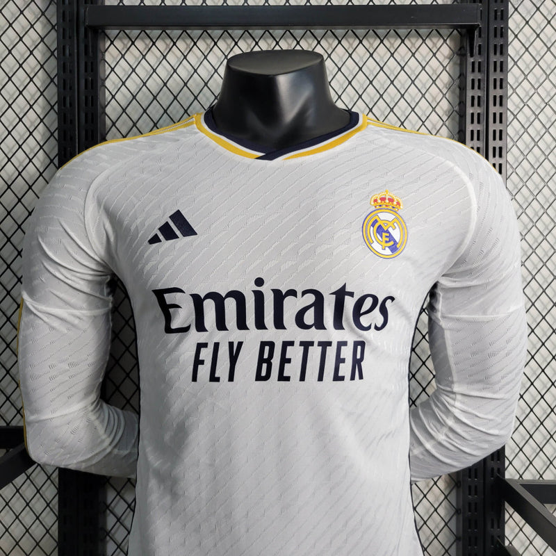 Camisa Manga Longa Real Madrid Masculino - Temporada 2023/24 - Home (Versão Jogador)