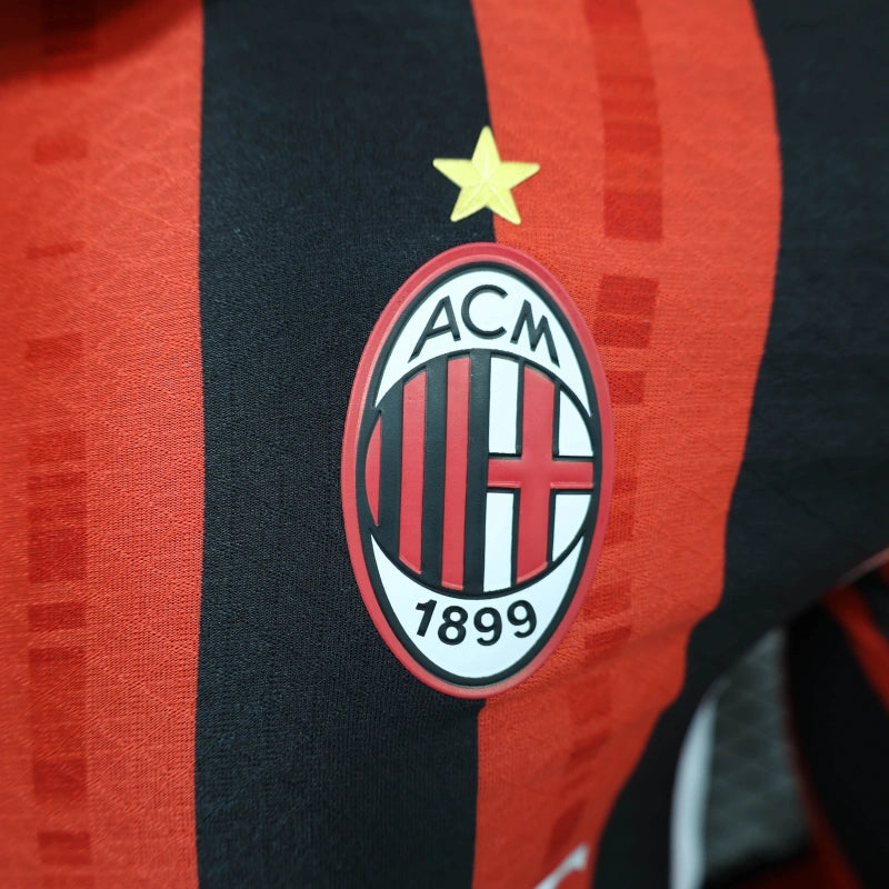 Camisa Manga Longa Milan Masculino - Temporada 2024/25 - Home (Versão Jogador)