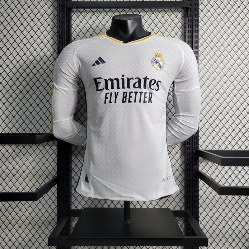 Camisa Manga Longa Real Madrid Masculino - Temporada 2023/24 - Home (Versão Jogador)