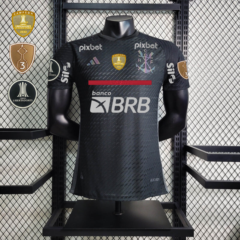 Camisa Flamengo Masculino - Temporada 2023/24 - Uniforme III (Versão Jogador + Todos os patrocínios + Patches Libertadores)