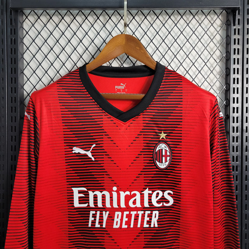 Camisa Milan Manga Longa Masculino - Temporada 2023/24 - Home