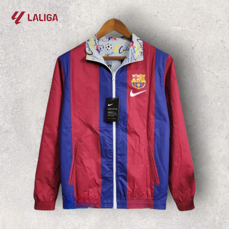 Windbreak Corta-Vento Barcelona Masculino - Azul Claro e Blaugrana (Dupla Face)