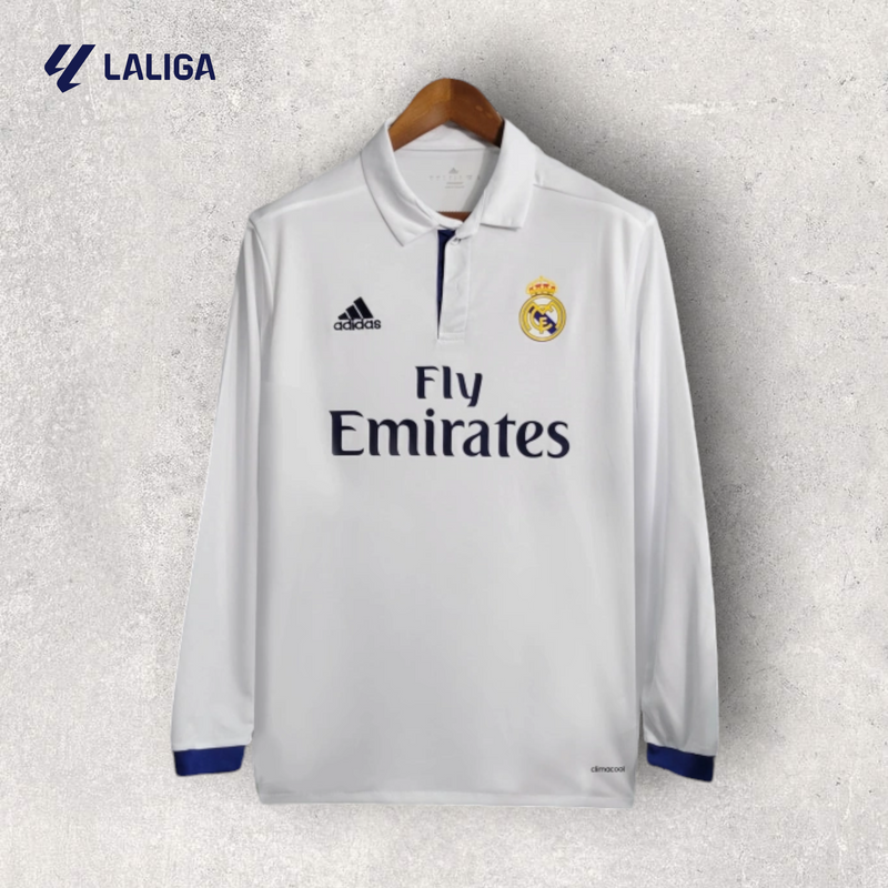 Retrô Manga Longa Real Madrid - Temporada 2016/17 - Home