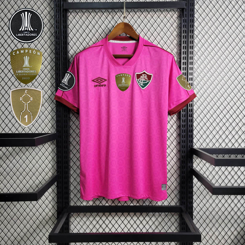 Camisa Fluminense Masculino - Temporada 2023/24 - Edição Especial Outubro Rosa (Três Patches Libertadores)
