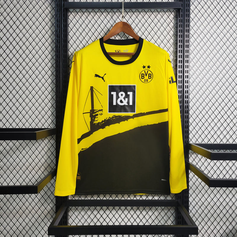 Camisa Borussia Dortmund Manga Longa Masculino - Temporada 2023/24 - Home