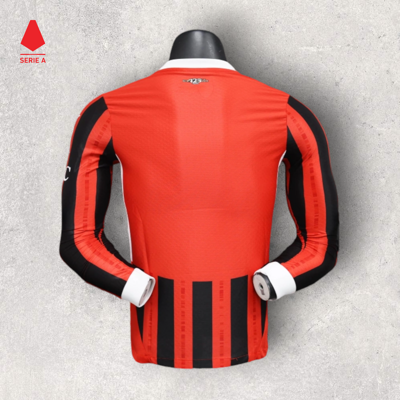 Camisa Manga Longa Milan Masculino - Temporada 2024/25 - Home (Versão Jogador)