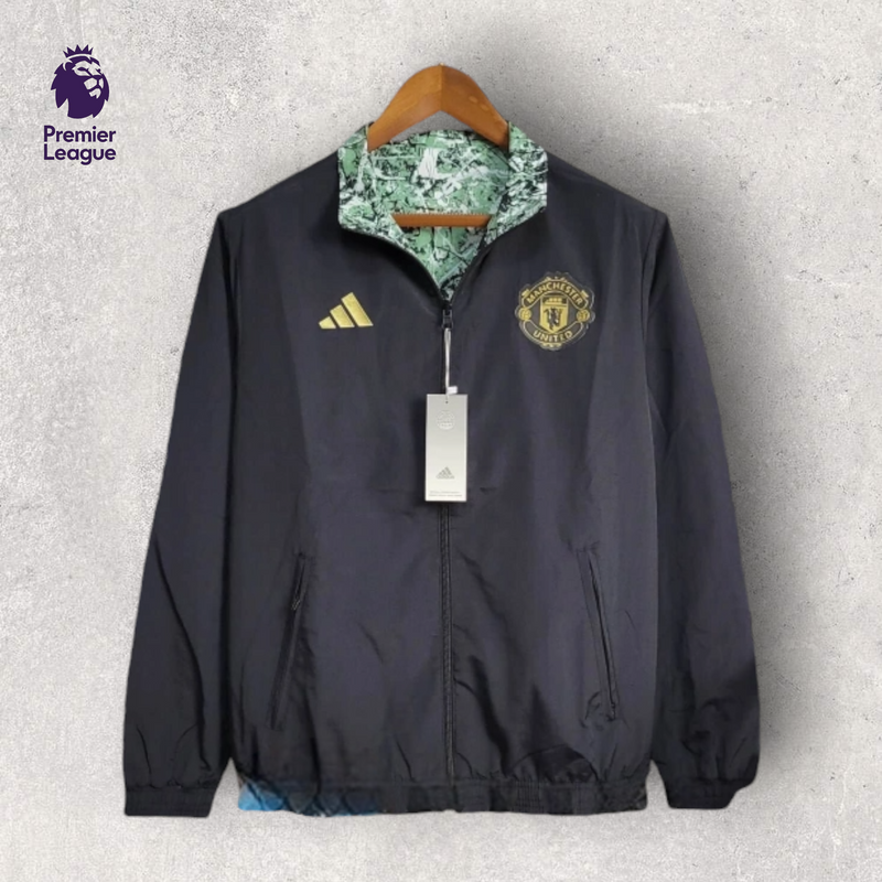 Windbreak Corta-Vento Manchester United Masculino - Verde e Preto (Dupla Face)