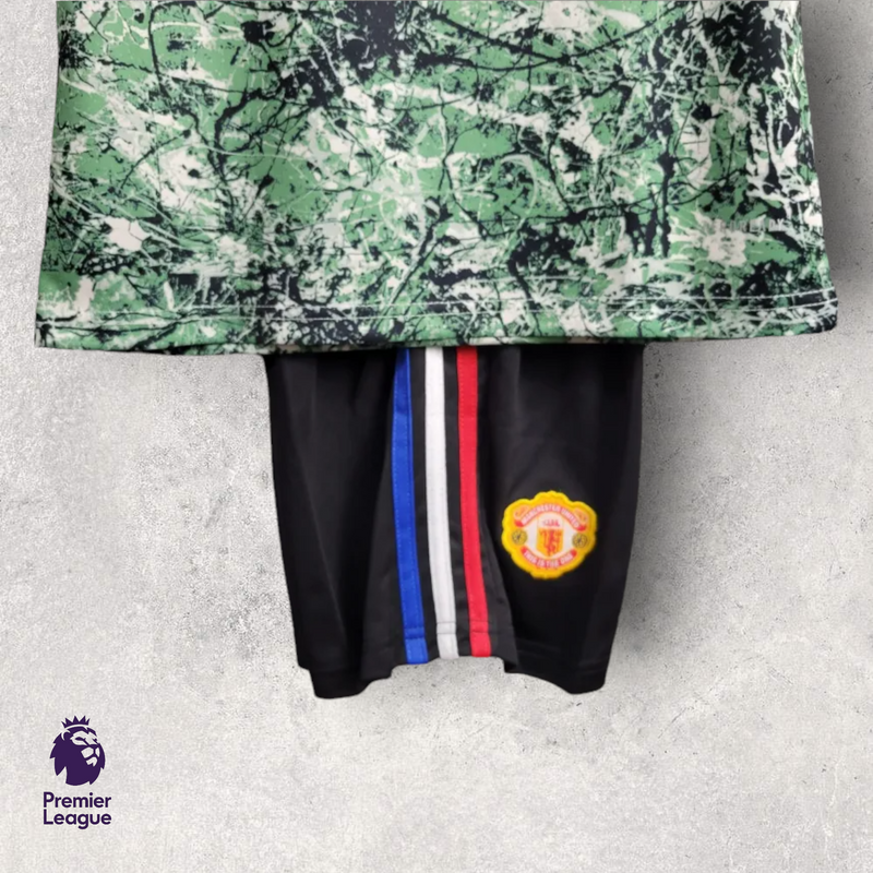 Kit Infantil Manchester United - Temporada 2023/24 - Edição Especial "Stone Roses"