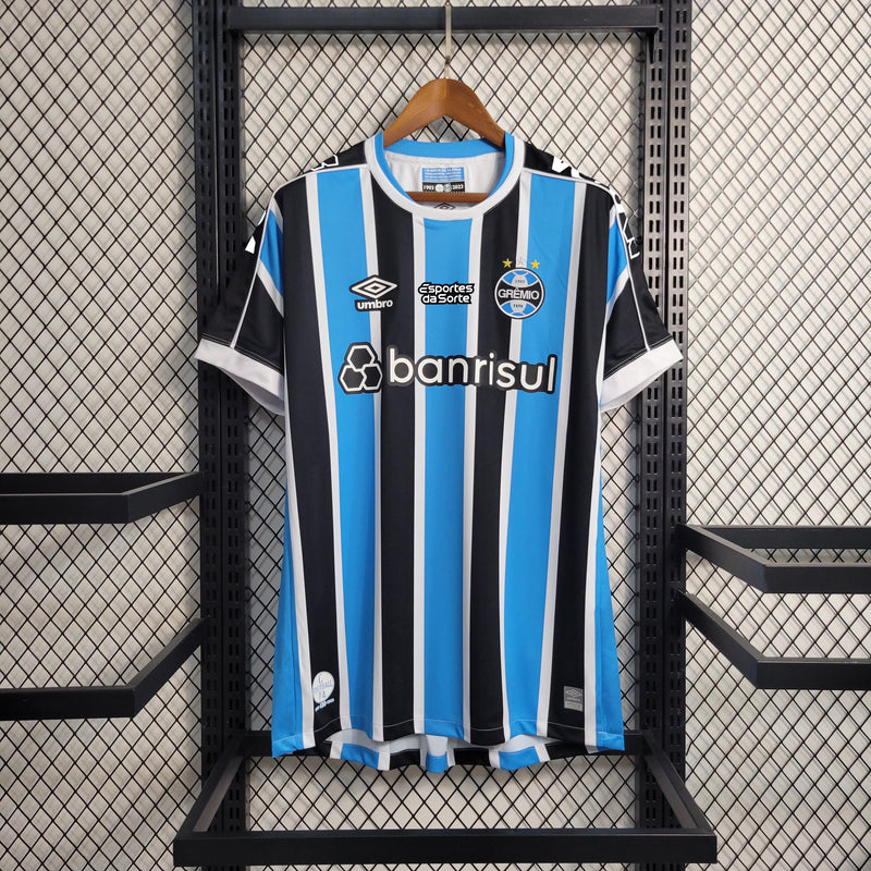 Camisa Grêmio Masculino - Temporada 2023/24 - Home (Todos os patrocínios)