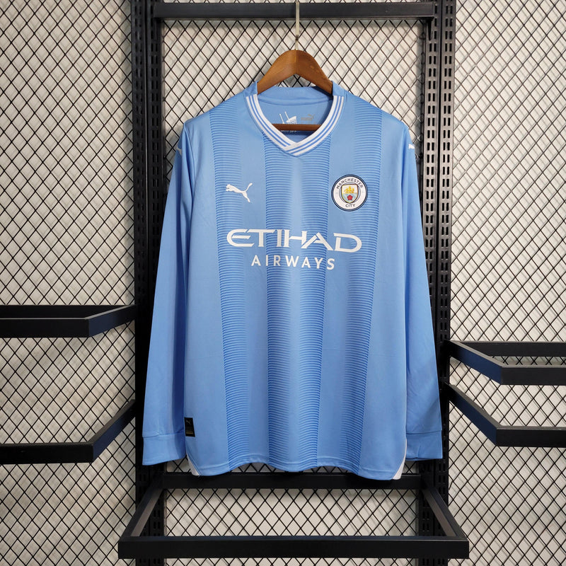 Camisa Manchester City Manga Longa Masculino - Temporada 2023/24 - Home