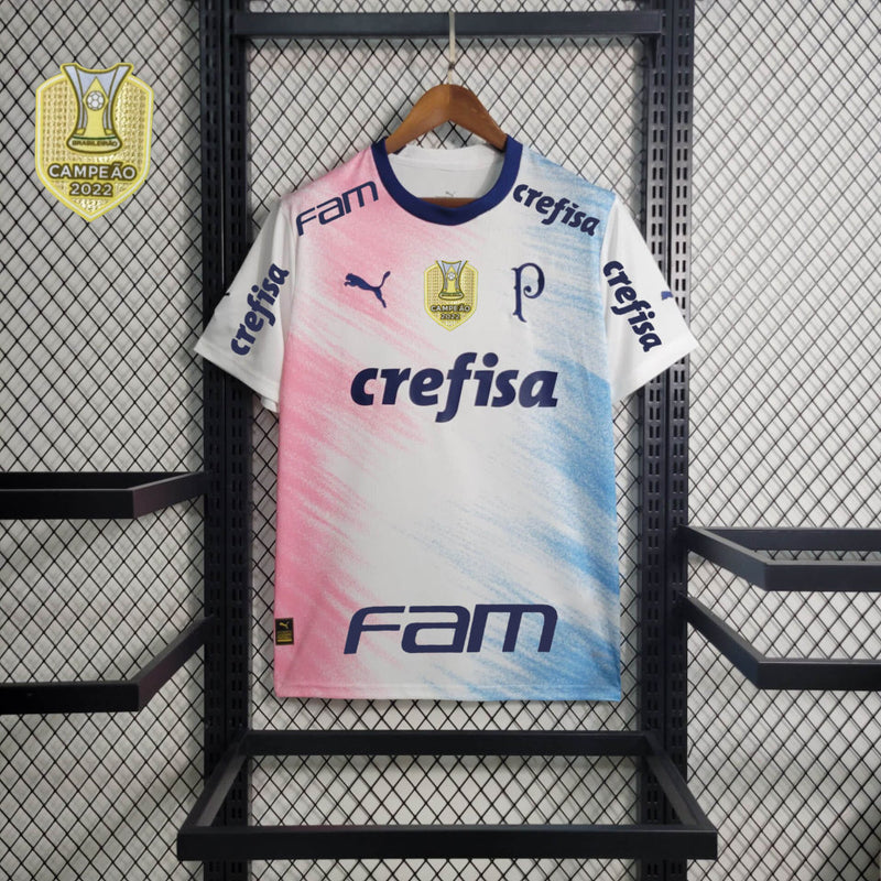 Camisa Palmeiras Masculino - Temporada 2023/24 - Edição Especial Outubro Rosa/Novembro Azul (Todos os patrocínios + Patch)