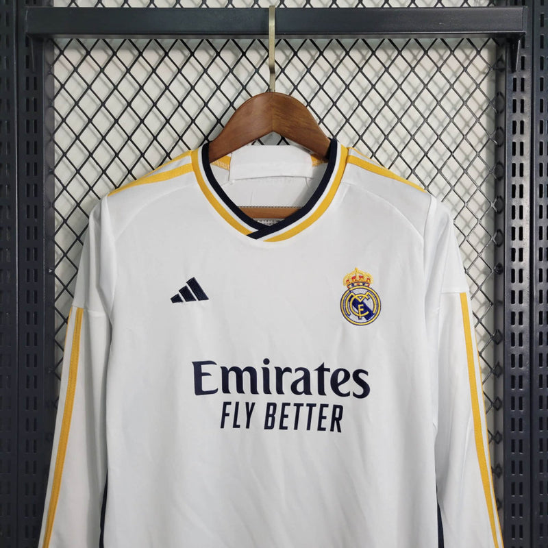 Kit Infantil Manga Longa Real Madrid - Temporada 2023/4 - Home