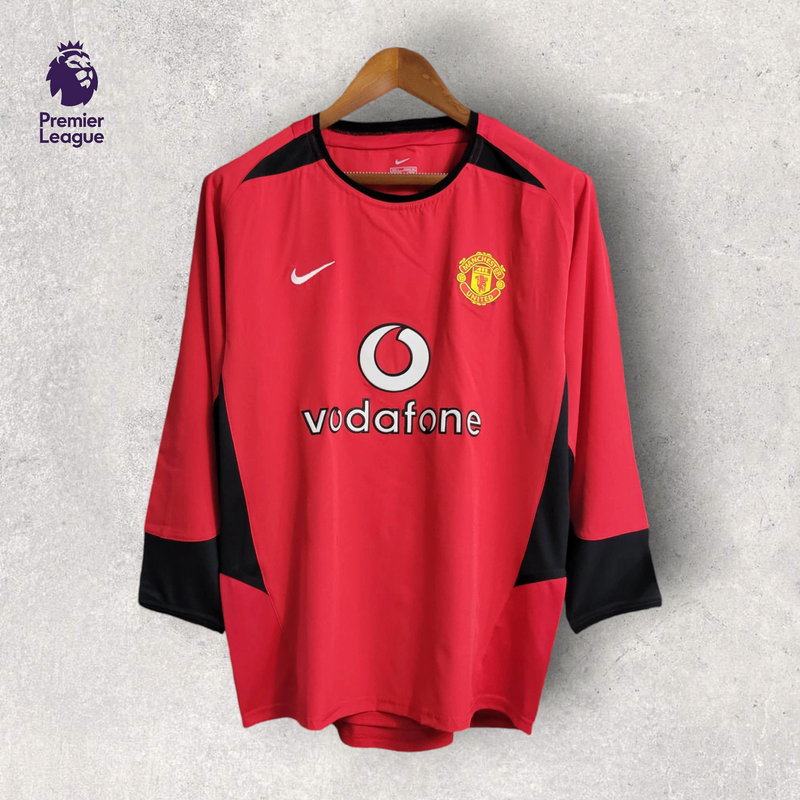 Retrô Manga Longa Manchester United - Temporada 2002/04 - Home