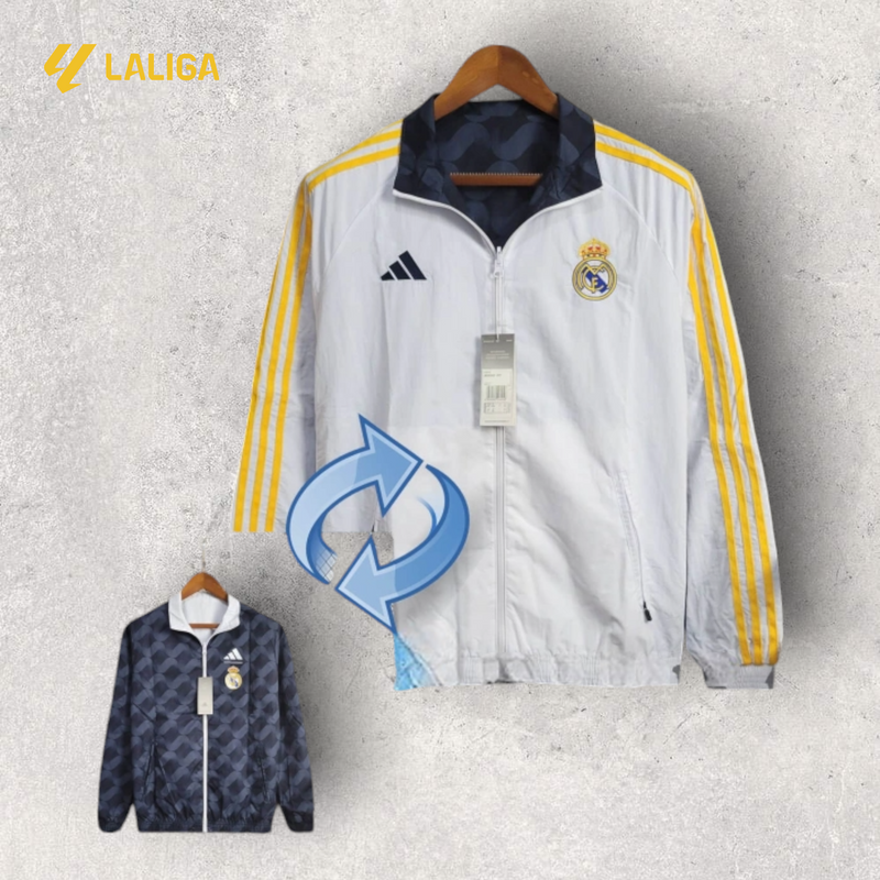 Windbreak Corta-Vento Real Madrid Masculino - Branco e Azul (Dupla Face)