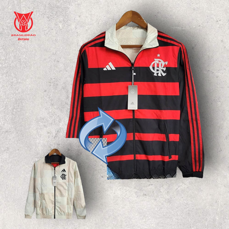 Windbreak Corta-Vento Flamengo Masculino - Vermelho e Off-White (Dupla Face)