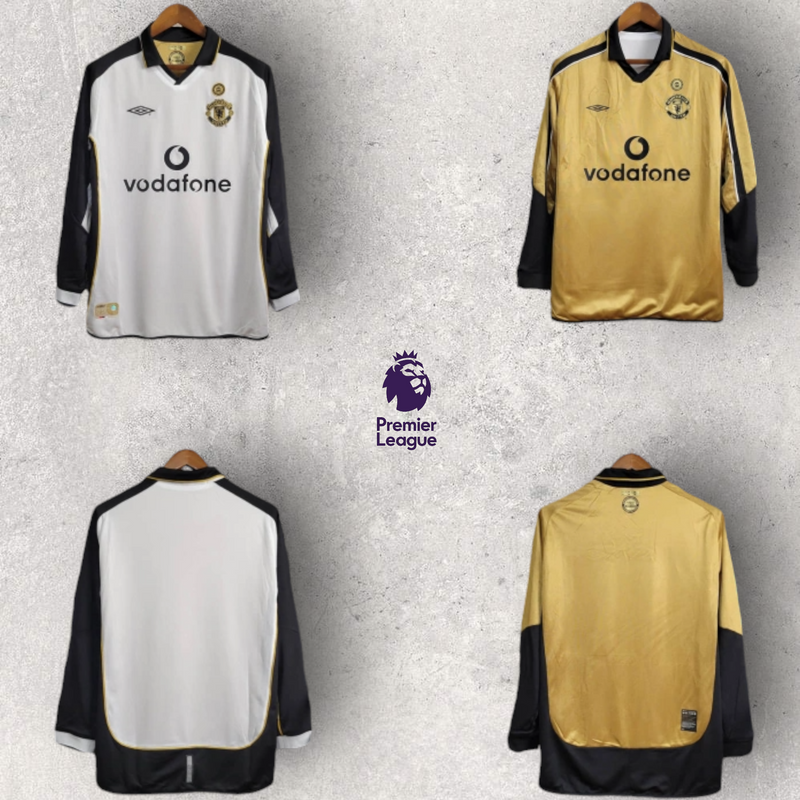 Retrô Manga Longa Manchester United - Temporada 2001/02 - Home/Away (Dupla Face)