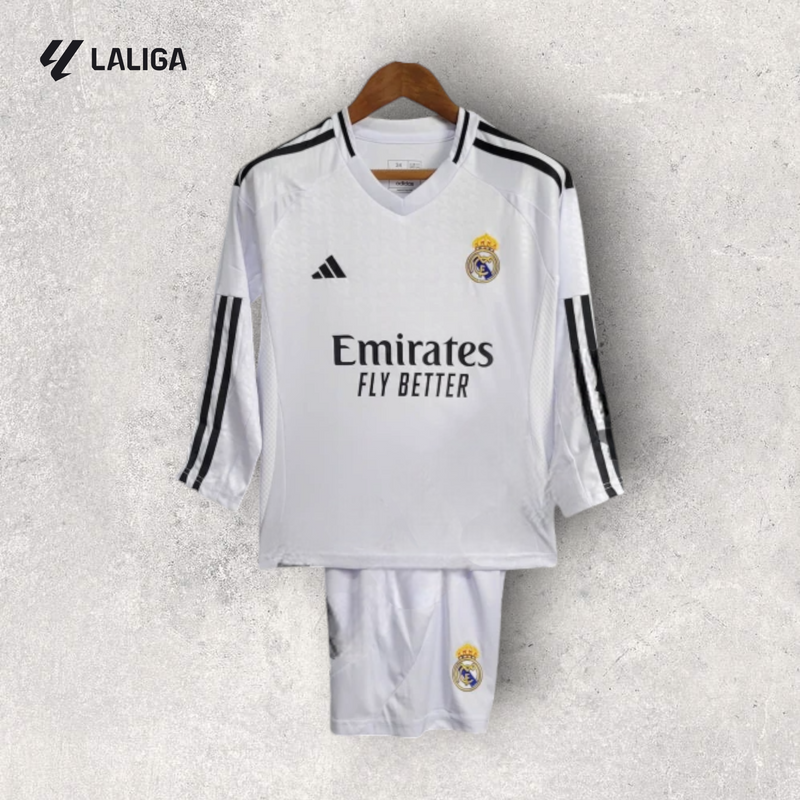 Kit Infantil Manga Longa Real Madrid - Temporada 2024/25 - Home